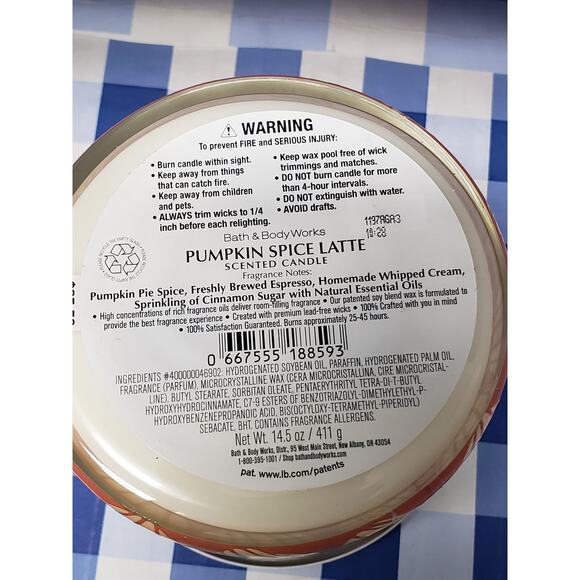 BBW Hi Pumpkin - Pumpkin Spice Latte Large 3 Wick Candle Home Fragrance Decor - Picture 2 of 2